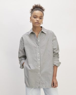 The Supima® Cotton Boyfriend Shirt | Optic White / Black