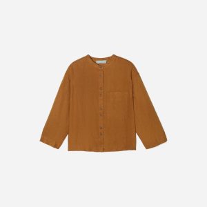 The Linen Billow Blouse | Tawny Brown