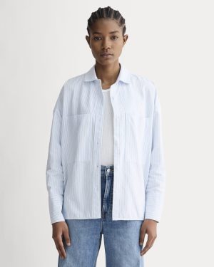 The Boxy Oxford | White / Blue