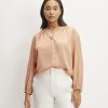 The Washable Clean Silk Shirred Blouse | Blush Pink