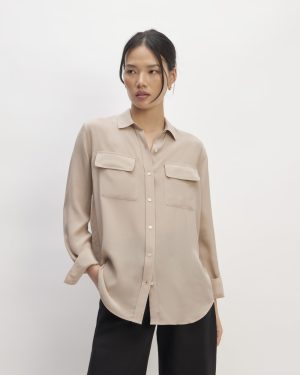 The Utility Shirt in Washable Silk | Burnt Sugar