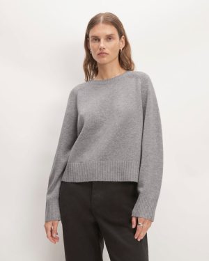 The Boxy Crew in Cashmere | Heathered Grey