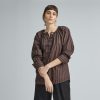 The Silky Cotton Balloon Sleeve Top | Chocolate Brown / Black