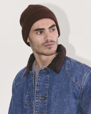The Cashmere Ribbed Beanie | Dark Mahogany