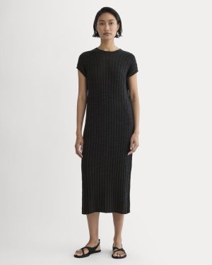 The Column Dress in Cotton Linen | Black