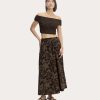 The Supima® Pull-On Maxi Skirt | Black / Cocoa Floral