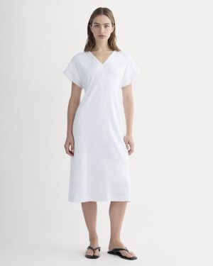 The Tie-Back Dress in Stretch Linen | White