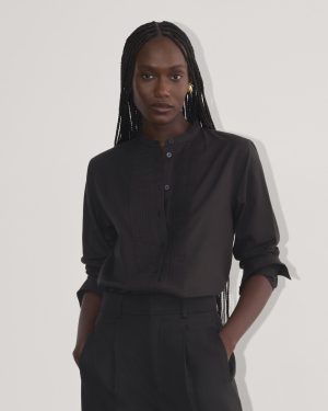 The Tuxedo Shirt in Silky Cotton | Black