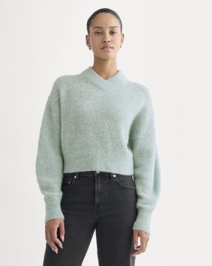 Cropped Cocoon Sweater in Alpaca | Heather Gray Mist