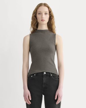 The Luxe Rib Funnel-Neck Tank | Heathered Fatigue