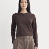 The Slim Long-Sleeve Crew in Essential Cotton | Dark Chocolate
