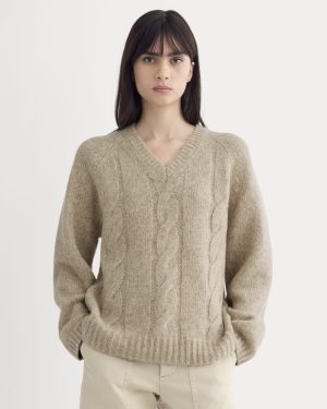 Cloud Cable V-Neck Sweater | Heathered Oatmeal