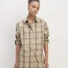 The Supima® Cotton Boyfriend Shirt | Pale Khaki Plaid