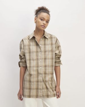 The Supima® Cotton Boyfriend Shirt | Pale Khaki Plaid