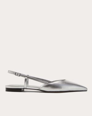 The Studio Slingback Flat | Silver