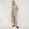 The Wrap Jumpsuit in Linen | Seagrass