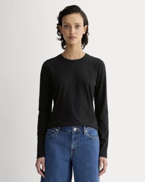 The Slim Long-Sleeve Crew in Essential Cotton | Black