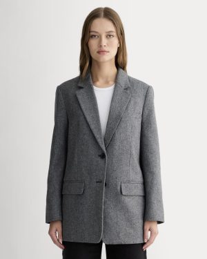 The Oversized Blazer in Wool | Grey Herringbone