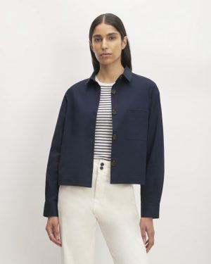 The Structured Cotton Cropped Shirt | Navy