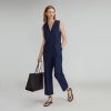 The Structured Cotton Jumpsuit | Navy