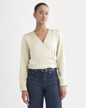 Wrap Top in Silk Charmeuse | Peyote