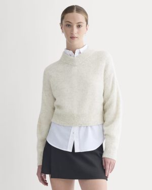 Cropped Cocoon Sweater in Alpaca | Almond