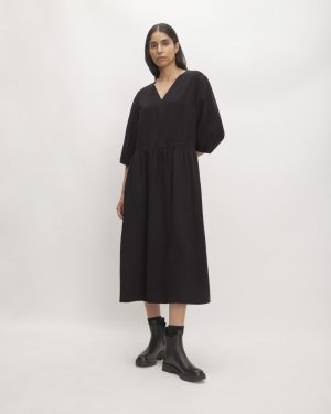 The TENCEL™ Puff-Sleeve Dress | Black