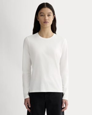 The Slim Long-Sleeve Crew in Essential Cotton | White
