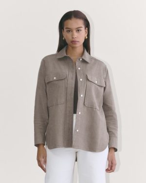 The Boyfriend Shirt in Flannel | Taupe Melange