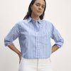 The Way-Short Shirt in Silky Cotton | Mariner Blue / White