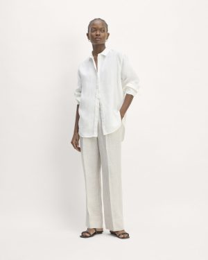 The Linen Easy Pant | Stone / White