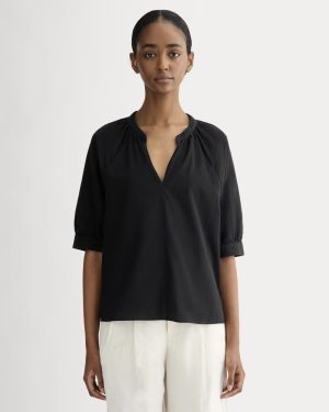 The Gauze Gathered Top | Black