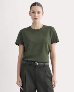 The Box-Cut Tee in Essential Cotton | Dark Green | No Pocket