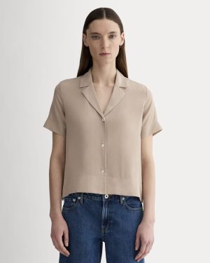 The Notch Shirt in Washable Silk | Burnt Sugar