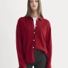 Cashmere Button-Up Shirt | Berry Red