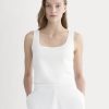 The Square Tank in Stretch Linen | White