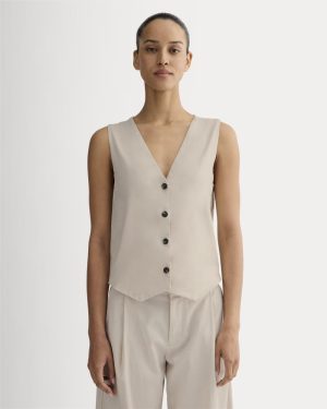 The Vest in Stretch Linen | Birch