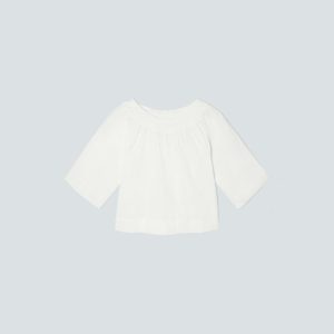 The Seersucker Gathered Tee | White