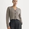 High V Cropped Cardigan in Alpaca | Taupe Melange