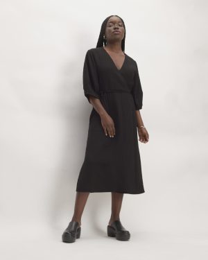 The City Stripe Wrap Dress | Black