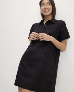 The Linen Eyelet Shirtdress | Black Eyelet