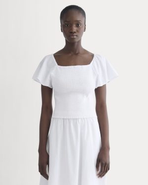 The Gauze Smocked Top | White