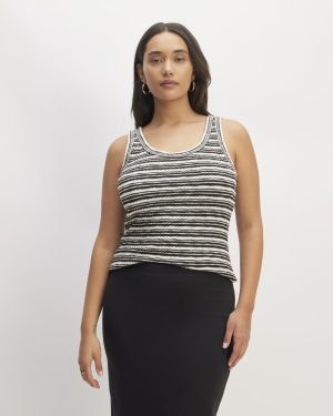 The Cozy Rib Tank | Bone / Black