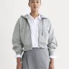 Luxe Fleece Full-Zip Cropped Hoodie | Vintage Heather Grey