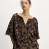 The Supima® Puff-Sleeve Top | Black / Cocoa Floral