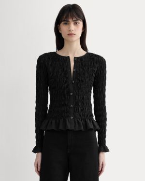 The Smocked Cardigan | Black