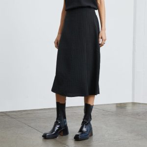 The City Stripe Midi Skirt | Black