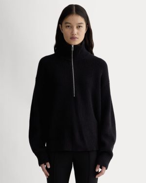 The Half-Zip in Everyday Cotton | Black