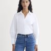 Lantern-Sleeve Shirt in Lightweight Cotton | White