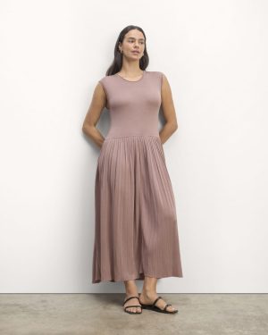 The Knit Pleated Dress | Dusty Rose
